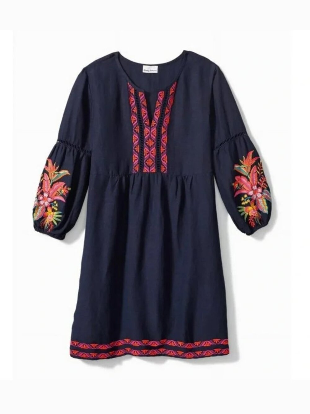 Tommy Bahama St. Lucia Dress S Tropical Embroidered Linen Blend Summer Vacation - Picture 5 of 9
